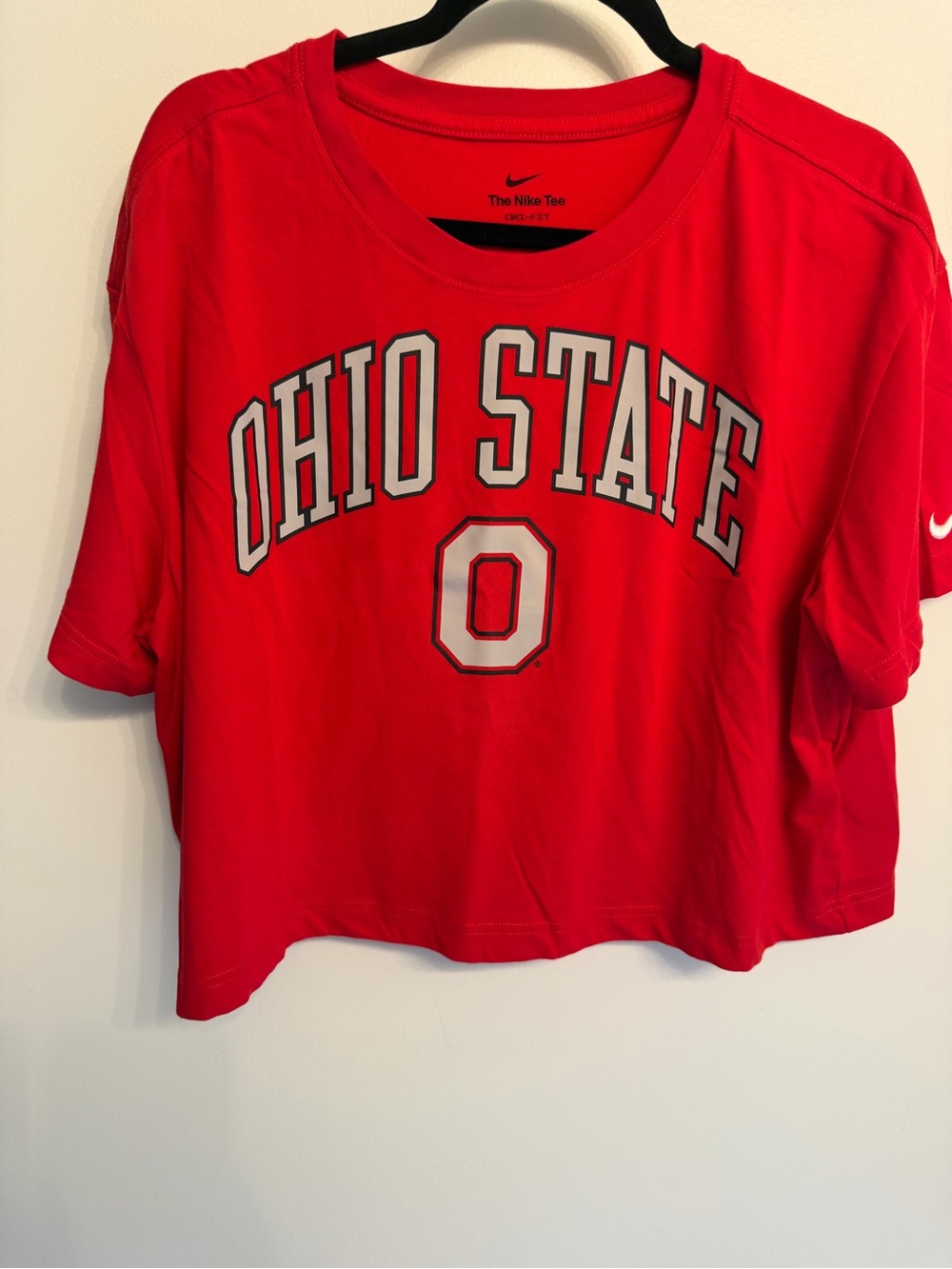 Nike Red Ohio State Cropped Tee with Center O